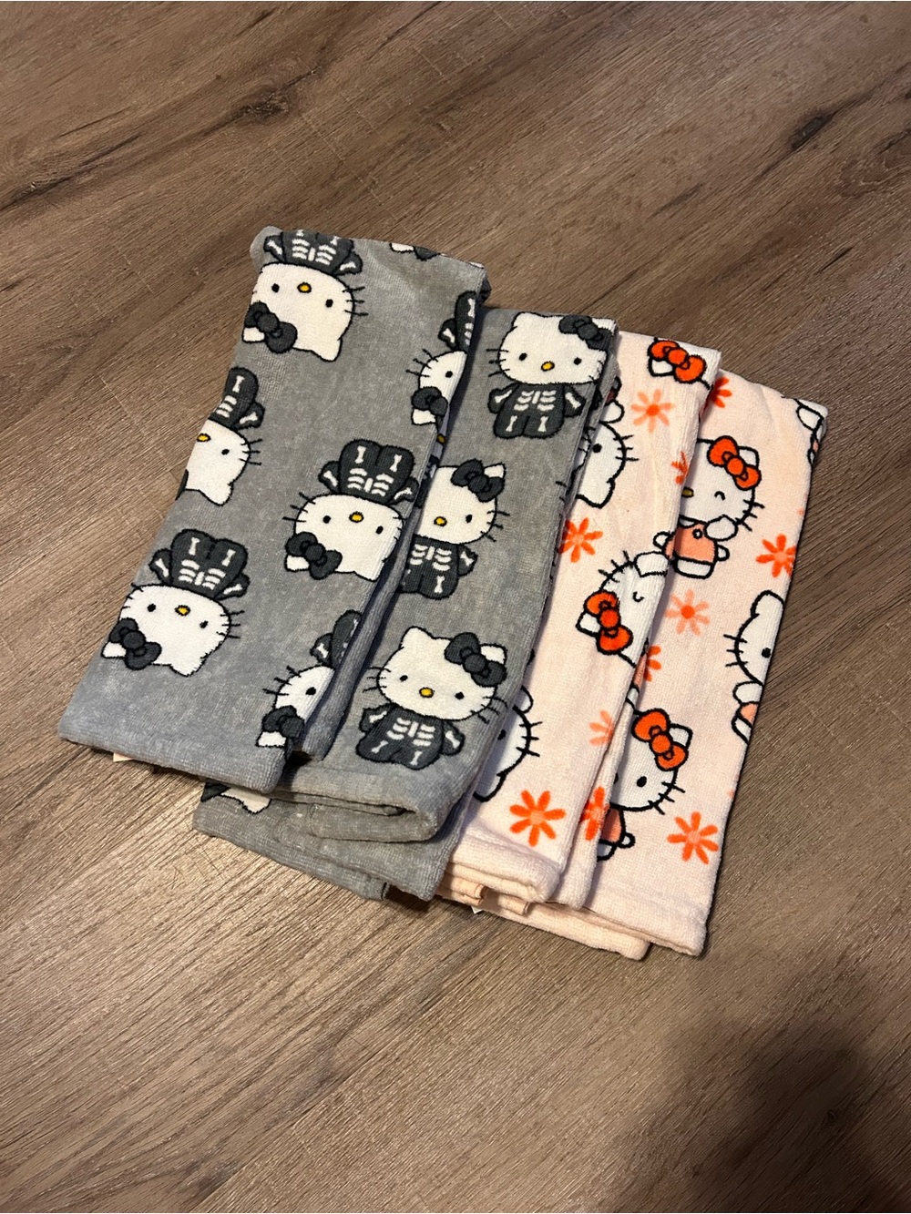 Sanrio Hello Kitty Hand Towels Set of 2 Gray Halloween Skeleton New